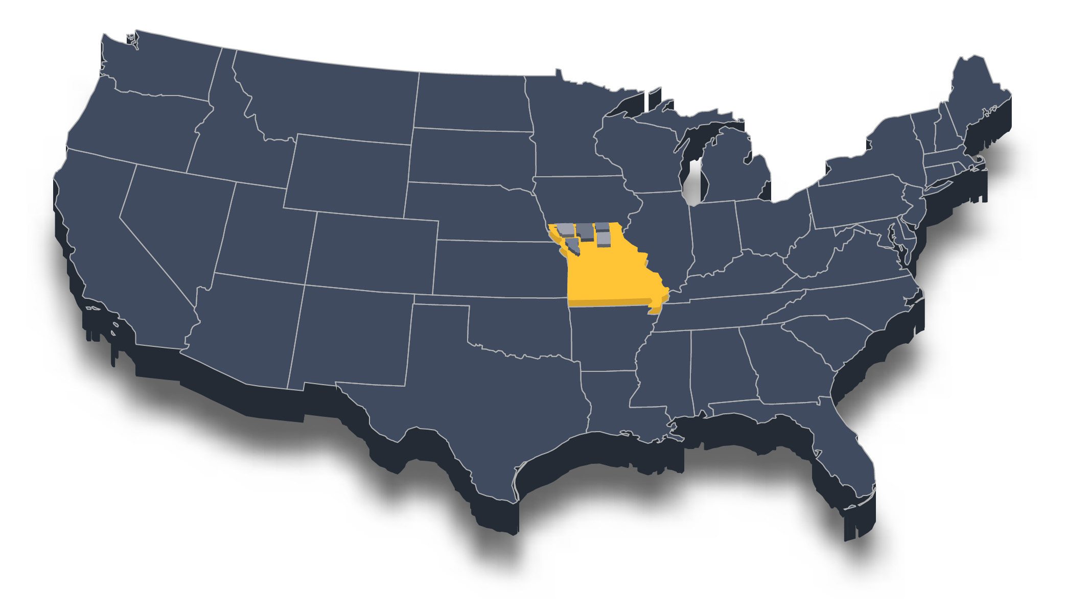 northwest missouri on usa map 3d